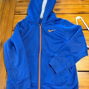 Nike Kids Royal Blue Hoodie with Orange Logo